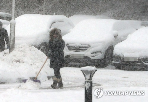 폭설 내린 대관령      (평창=연합뉴스) 유형재 기자 = 14일 강원 평창군 대관령 일원에 대설특보가 발효된 가운데 한 치 앞도 보이지 않을 정도로 폭설이 내리고 있다. 2016.12.14      yoo21@yna.co.kr