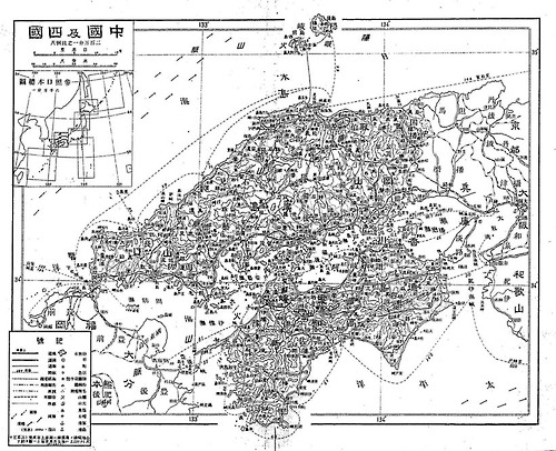 (천안=연합뉴스) 김용윤 기자 = 야즈 쇼에이가 1903년에 작성한 '신선일본지도(新選日本地圖)'의 주고쿠·시고쿠(中國及四國)지방도. 위치도에 해당하는 '참조일본총도(參照日本總圖) 육백만분의일'에 울릉도와 독도가 제외된 반면, 도쿄에서 1천860km나 떨어진 미나미토리지마(南鳥島)는 별도의 일본영토로 표시돼있다. 2017.2.28. yykim@yna.co.kr