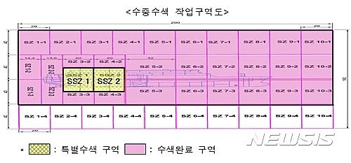 【서울=뉴시스】세월호 수중수색 작업구역도 (제공=해양수산부)