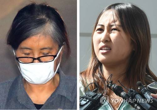 (서울=연합뉴스) 하사헌 황광모 기자 = '비선실세' 최순실 씨가 이화여대 입시와 학사 특혜 의혹에 관여한 혐의에 대한 결심 공판을 받기 위해 31일 오후 서울 서초동 서울중앙지법에 도착하는 비슷한 시간, 정유라 씨는 강제 송환돼 검찰 체포상태로 인천국제공항에 도착하고 있다.