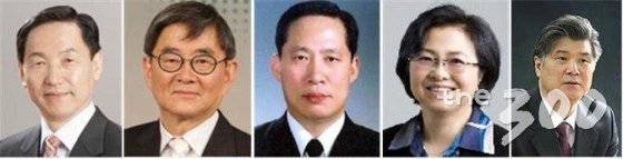(왼쪽부터) 김상곤 교육부 장관 후보자, 안경환 법무부 장관 후보자, 송영무 국방부 장관 후보자, 김은경 환경부 장관 후보자, 조대엽 고용부 장관 후보자 /사진=청와대 제공