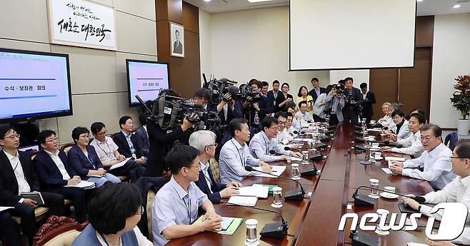 문재인 대통령이 13일 오전 청와대 여민관 소회의실에서 수석 보좌관 회의를 주재하고 있다. (청와대) 2017.7.13/뉴스1 © News1 이광호 기자