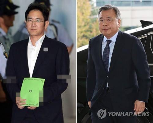 이재용 삼성전자 부회장(왼쪽)과 박영수 특별검사. [연합뉴스 자료사진]