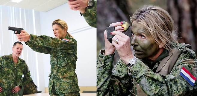 네덜란드 왕실이 공식 홈페이지에 공개한 막시마 왕비의 예비군 훈련 모습 /사진=인스타그램