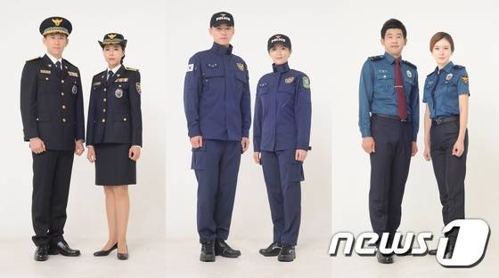 (왼쪽부터) 정복, 기동복, 내근 근무복. © News1