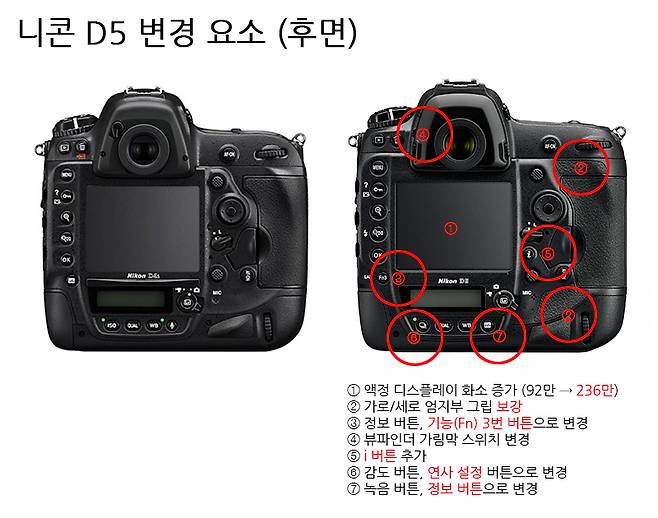D5, D4s 후면 변경점