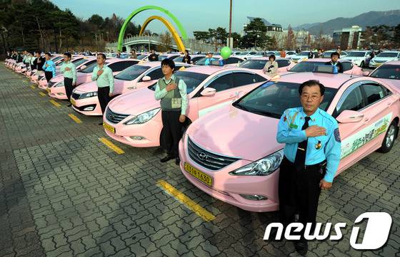 청주의 여성 안심 택시. 일명 '핑크 택시' /사진=뉴스1