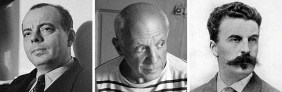 왼쪽부터 생텍쥐페리, 피카소, 모파상.