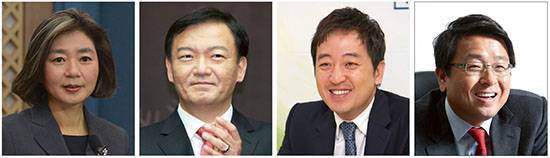 ⓒ시사IN 자료 : 김행(맨 왼쪽)·민경욱(왼쪽에서 두 번째) 전 대변인은 ‘대통령의 사람들’이다. 금태섭(왼쪽에서 세 번째) 변호사와 이철희 소장은 거취가 주목된다.