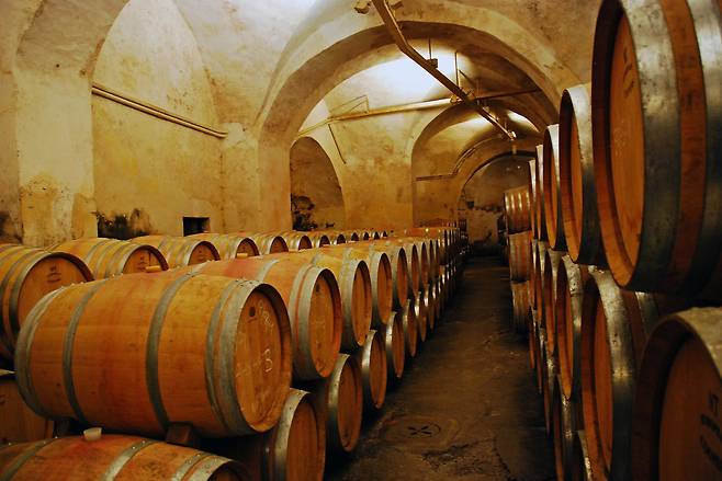 호텔이나 와이너리에 남아있는 오래된 와인 저장고.