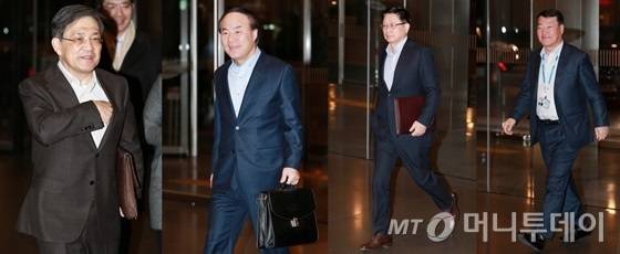 (왼쪽부터)권오현 삼성전자 부회장, 전영현 삼성전자 사장, 정칠희 삼성종합기술원 사장, 박중흠 삼성엔지니어링 사장/사진=김창현 기자