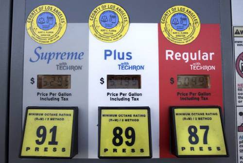 LA의 전형적인 주유기, 3종의 기름 중 택하도록 돼 있습니다/사진=구글 검색