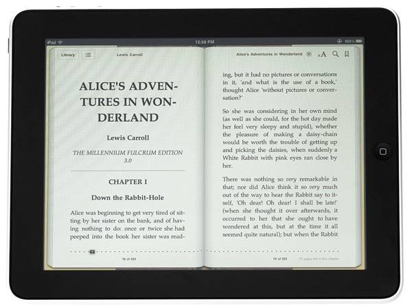 아이패드로 보는 전자책 이상한 나라의 앨리스. 사진=위키피디아