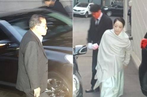 정상영(왼쪽) KCC명예회장과 정대선 현대비에스앤씨 사장 부인 노현정(오른쪽)씨 / 허욱 기자