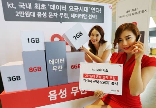 KT는 국내 최초로 최저 2만원대 후반부터 모든 요금 구간에서 음성 통화를 무제한으로 제공하는 \'데이터 선택 요금제\'를 \'15년 5월 출시했다.