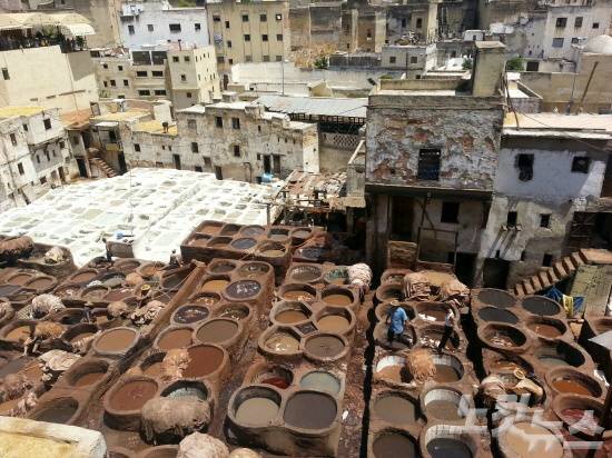 페즈에 위치한 가죽 염색 공장(사진=투어2000 제공)