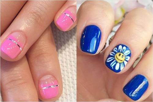 '핫핑크'와 '코발트 블루' 색상의 네일 (사진=버블버블네일숍 제공)