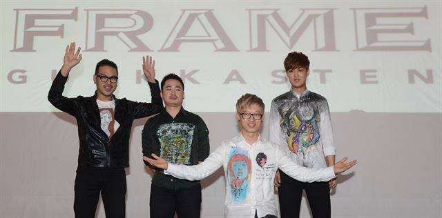 2014년 11월 서울 용산구 블루스퀘어의 복합문화공간 'NEMO'에서 국카스텐의 정규 2집 앨범 '프레임' 음감회 및 기자간담회가 열렸다. 왼쪽부터 이정길(드럼), 전규호(기타), 하현우(보컬), 김기범(베이스). 한국일보 자료사진.