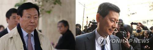 경영권 다툼 중인 신동빈 롯데그룹 회장(왼쪽)과 형 신동주 전 롯데홀딩스 부회장