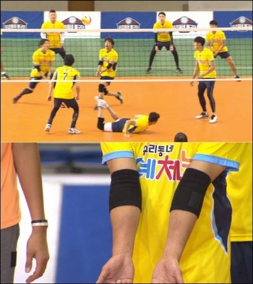 배구 리시브 훈련을 받은 우리동네 예체능 팀. KBS 2TV '우리동네 예체능' 방송화면 캡처