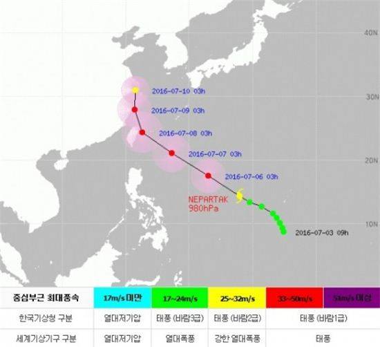 태풍 네파탁 북상. 사진=네이버 날씨 캡처
