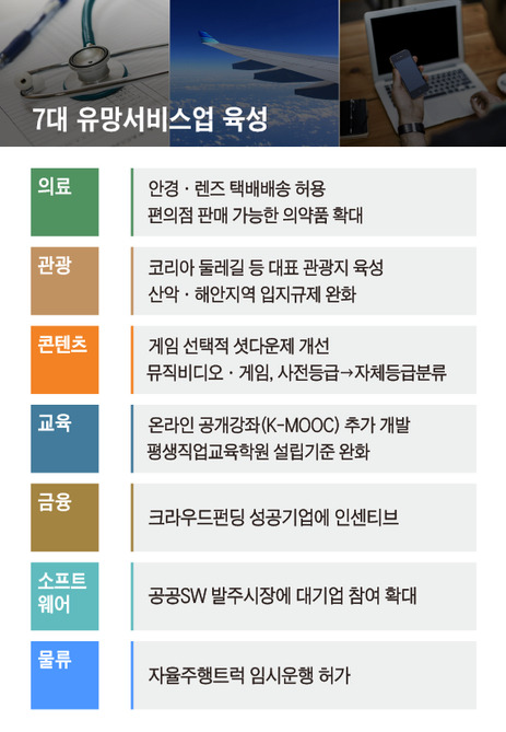 정부는 2020년까지 7대 유망서비스업을 육성하겠다고 밝혔다. / 그래픽=이진희 디자이너