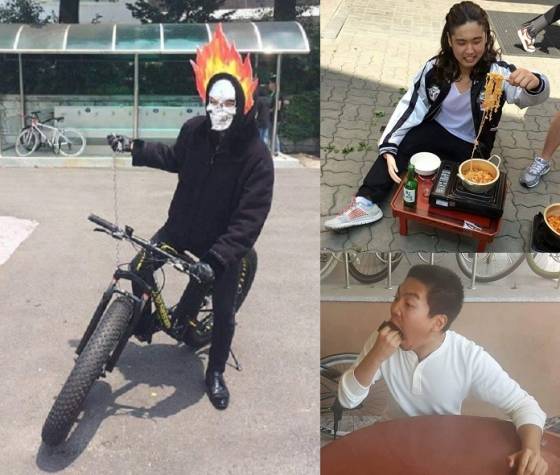 영화 '고스트라이더'의 주인공, '내부자들' 속 이병헌, '황해' 속 하정우로 분장한 학생들. /사진=페이스북 캡처