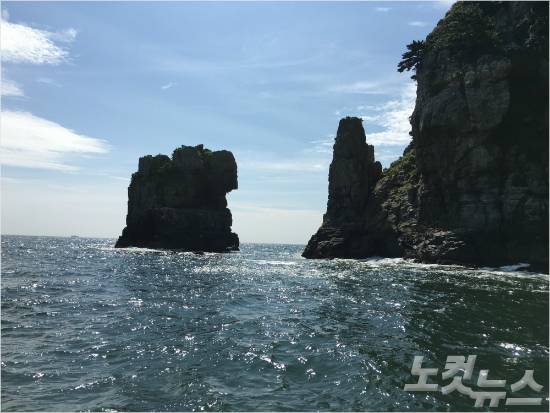 해금강 사자바위.