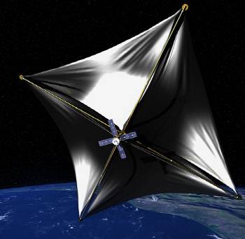 태양광을 속도로 전환하는 ‘솔라 세일’. 여기에 스타칩 나노우주탐사선을 달면 우주선으로 몇만년 걸릴 거리를 단숨에 날아갈 수 있을 것으로 기대된다.  위키피디아 제공