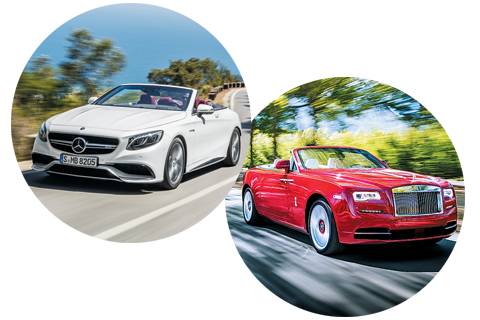 더 뉴 메르세데스-AMG S 63 4MATIC 카브리올레(왼), 롤스로이스 던