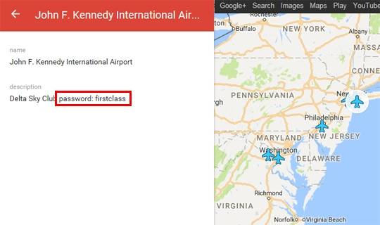 미국 뉴욕 JFK국제공항의 무선인터넷 이용 정보. [사진 구글맵 캡처]