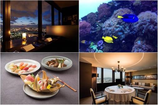 63빌딩에는 한강 전망에서부터 고급 일식까지 다양한 즐길거리가 있다. 왼쪽 상단부터 시계방향으로 워킹온더클라우드(59층), 아쿠아플래닛(지하1~2층), 라운지 레스토랑 터치더스카이(58층), 일식당 슈치쿠(58층). /한화호텔앤드리조트, 이상빈 기자