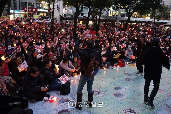 12일 제주도 촛불집회 사진. 최충일 기자