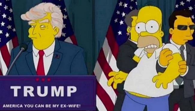 미국 인기 애니메이션 시리즈 심슨 가족 시즌11이 방영된 16년 전 트럼프 대통령 모습 [유튜브 영상 캡처]