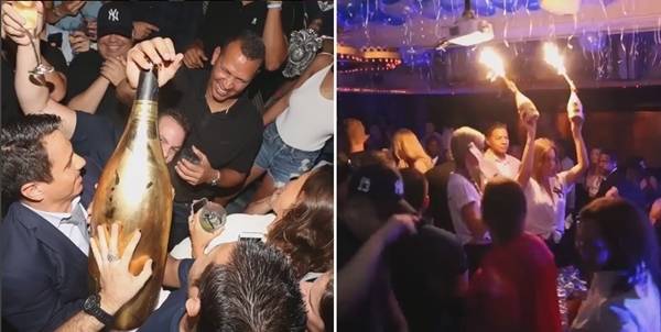 뉴욕의 클럽에서 아르망 드 브리냑으로 지인들과 은퇴를 자축하는 모습 [출처=up&down SNS 영상 캡처]