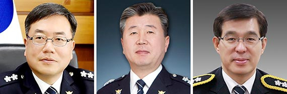 왼쪽부터 서범수 경찰대학장, 김양제 경기남부청장, 박경민 인천청장
