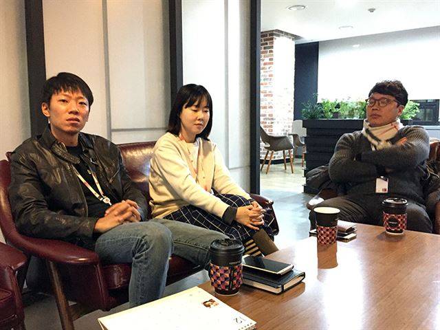 최혁재 마이쿤 대표, 전혜정 미디어피쉬 대표, 황남용 재담미디어 대표(왼쪽부터)