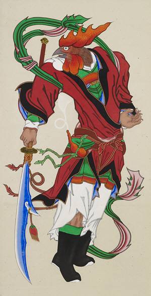 십이지신장 중 닭의 모습을 해 ‘닭신’으로도 불리는 미기라(迷企羅) 대장.  국립민속박물관 제공