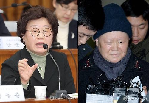 지난달 15일 국회 청문회 출석 당시 김경숙 전 학장(왼쪽)과, 12일 특검에 출석한 김 전 학장[연합뉴스=자료사진]
