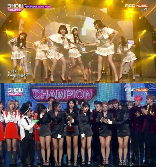 MBC에브리원 ‘쇼챔피언’에서 1위에 오른 AOA / 사진=방송화면 캡처