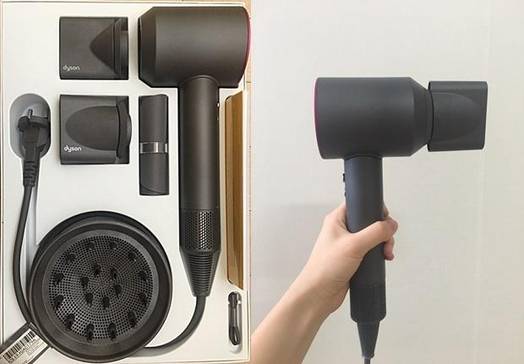 다이슨 본품 구성(왼쪽)과 다이슨 스무딩 노즐 연결 모습 / 이다비 기자