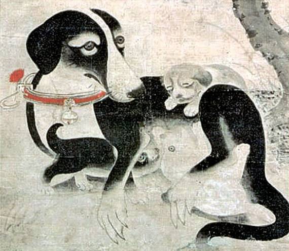 이암 ‘모견도’. 16세기 수묵담채. [사진 국립중앙박물관]