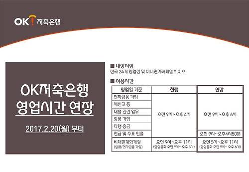 OK저축은행 영업시간 연장 광고. [OK저축은행 제공=연합뉴스]