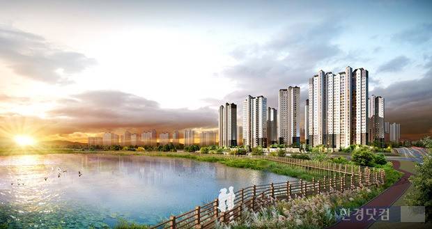 경기도 평택 용죽지구 '비전 레이크 푸르지오' 야경투시도. (사진=대우건설)