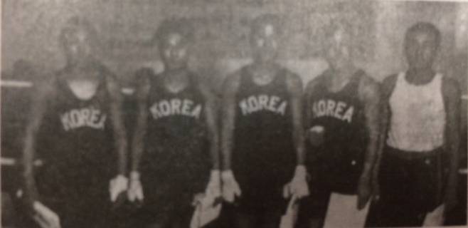 ▲ 1929년 제2회 전조건아마추어권투선수권대회 체급별 우승자들. 박춘서 문기선 박용진 이규환 강태진(왼쪽부터) ⓒ대한체육회