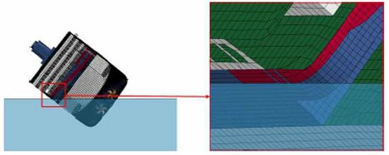 C Deck 천막 유입구 (9:22:10, 49.2°) (사진=세월호 침몰 후 선내 침수 과정 재현 용역보고서)