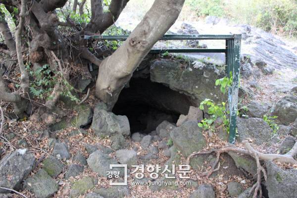 4·3 사건 때 동광리 주민들이 2개월 가량 집단적으로 은신생활을 했던 천연동굴인 동광 큰넓궤 입구. 박미라 기자