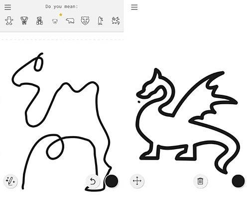 오토드로우에는 구글의 이미지 인식 AI 기술인 ‘퀵, 드로(Quick, Draw)’가 적용됐다. (사진=씨넷)