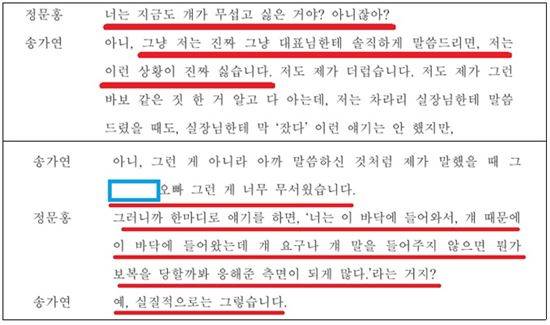 송가연 정문홍 녹취록 / 사진=수박이앤엠 로드FC 제공