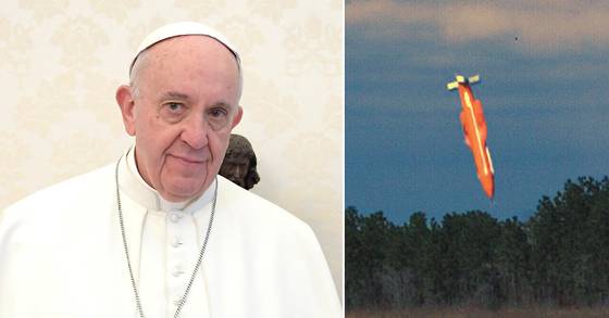 프란치스코 교황(왼쪽)과 GBU-43 MOAB. [중앙포토ㆍ미 국방부]